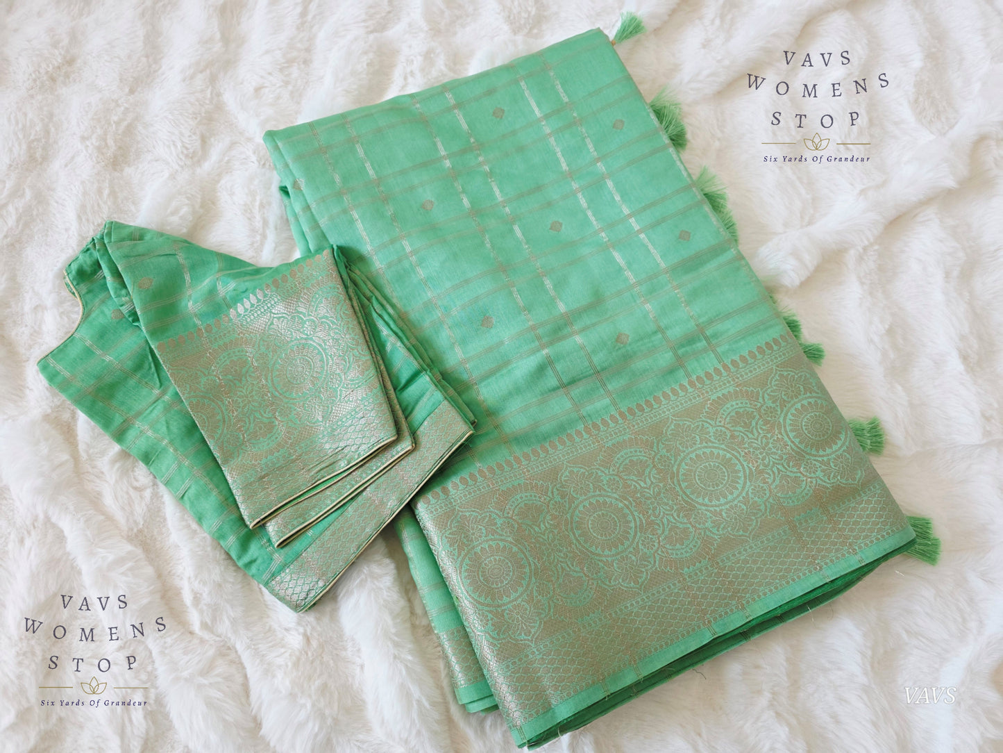 Soft Chanderi Linen Style Saree - Stitched Blouse