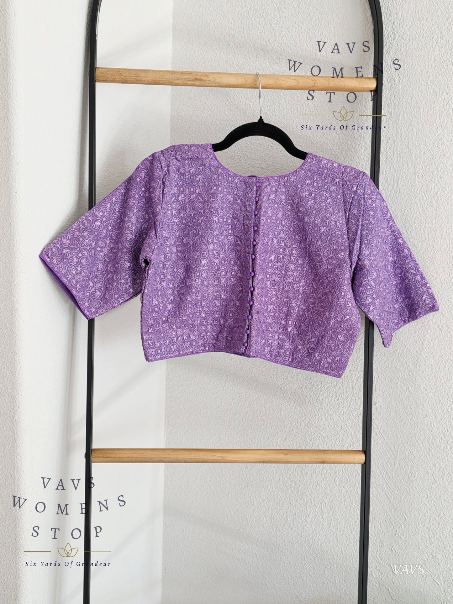 Lavender Mist Pure Georgette Sequin Embroidery Blouse