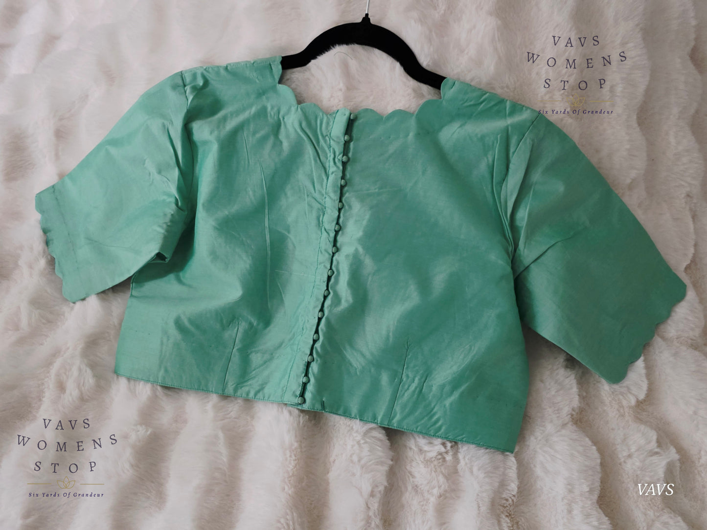 Sea Green Shade Plain Jasmin Silk Stitched Blouse