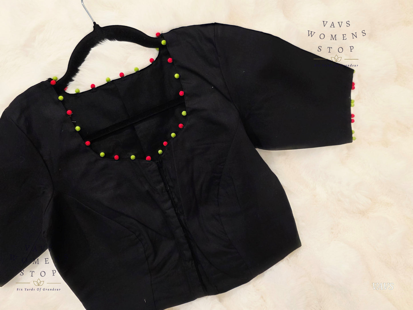 Black Soft Cotton Parrot Embroidered Premium Tailored Designer Blouse