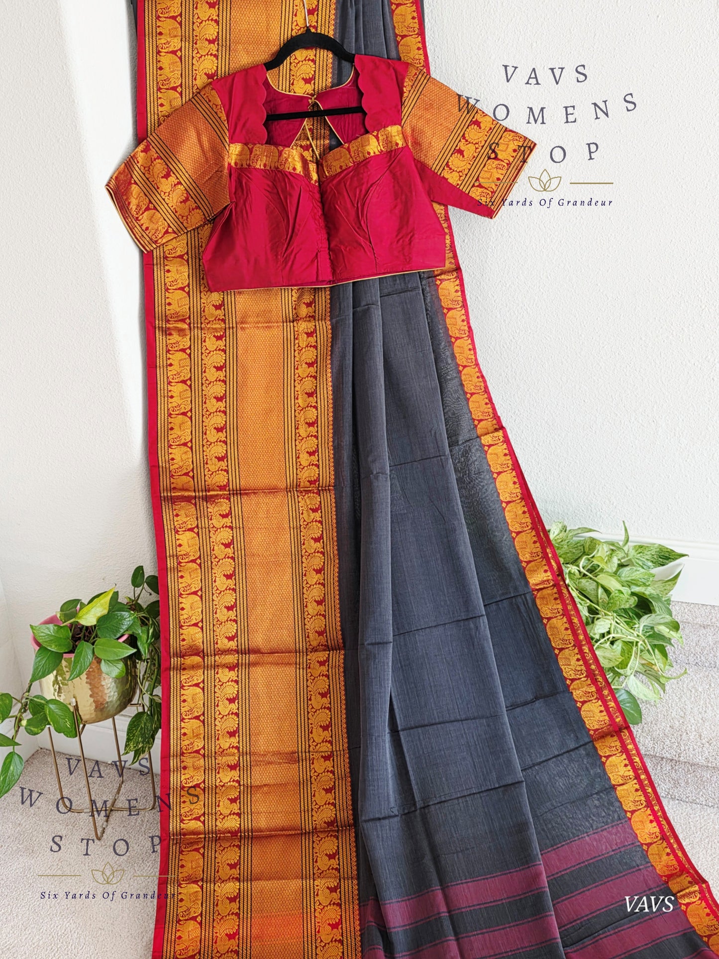Soft Narayanpet Cotton Saree with Stitched Blouse
