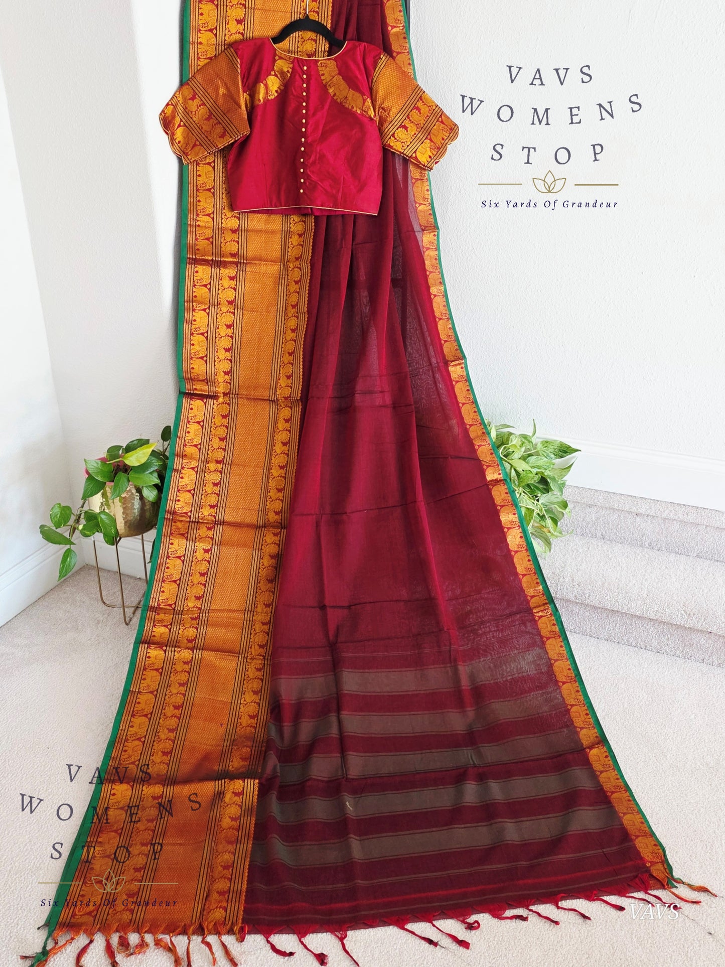 Soft Narayanpet Cotton Saree with Stitched Blouse