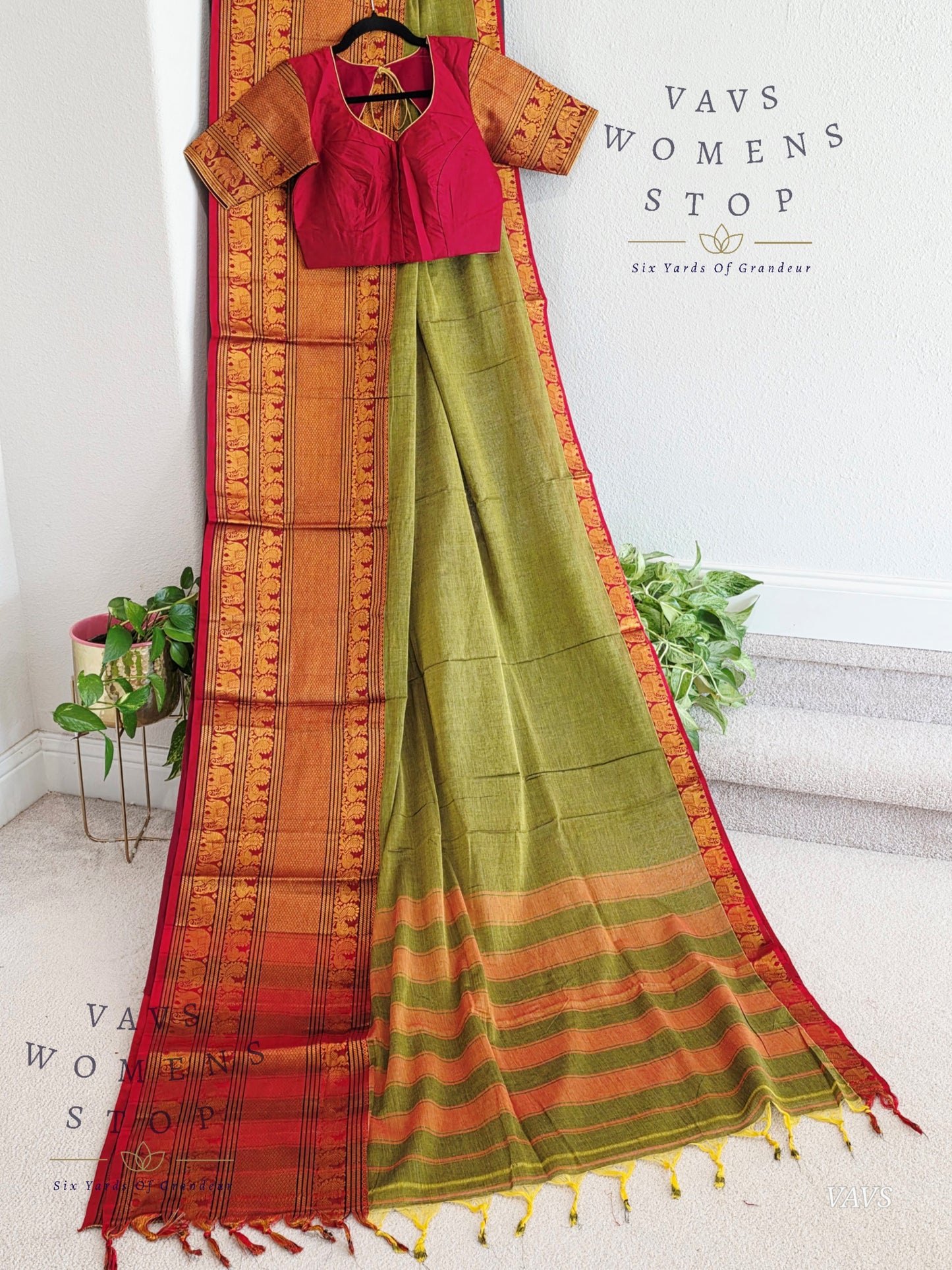 Soft Narayanpet Cotton Saree with Stitched Blouse