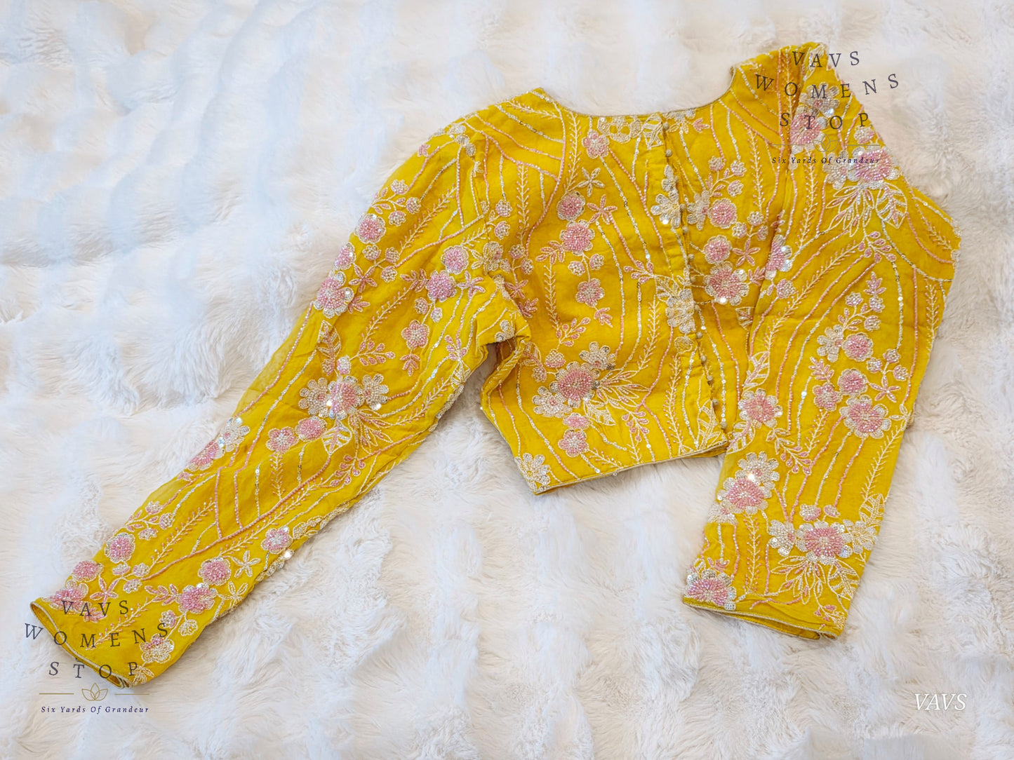 Yellow Full-Sleeve Party Wear Blouse