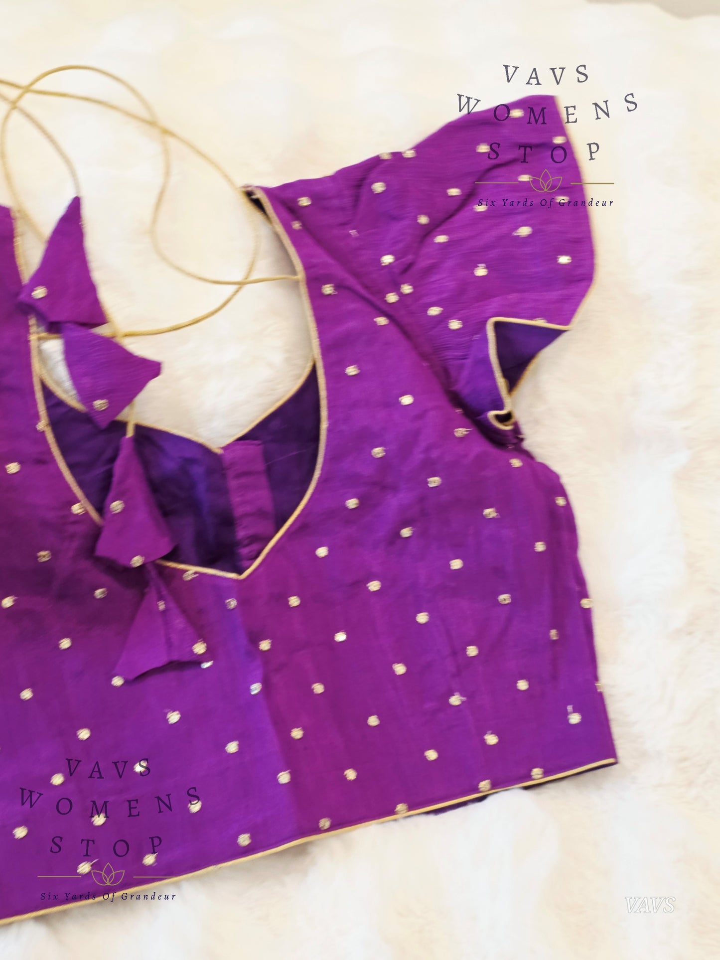 Royal Purple Cap Sleeves Chinon Chiffon Blouse