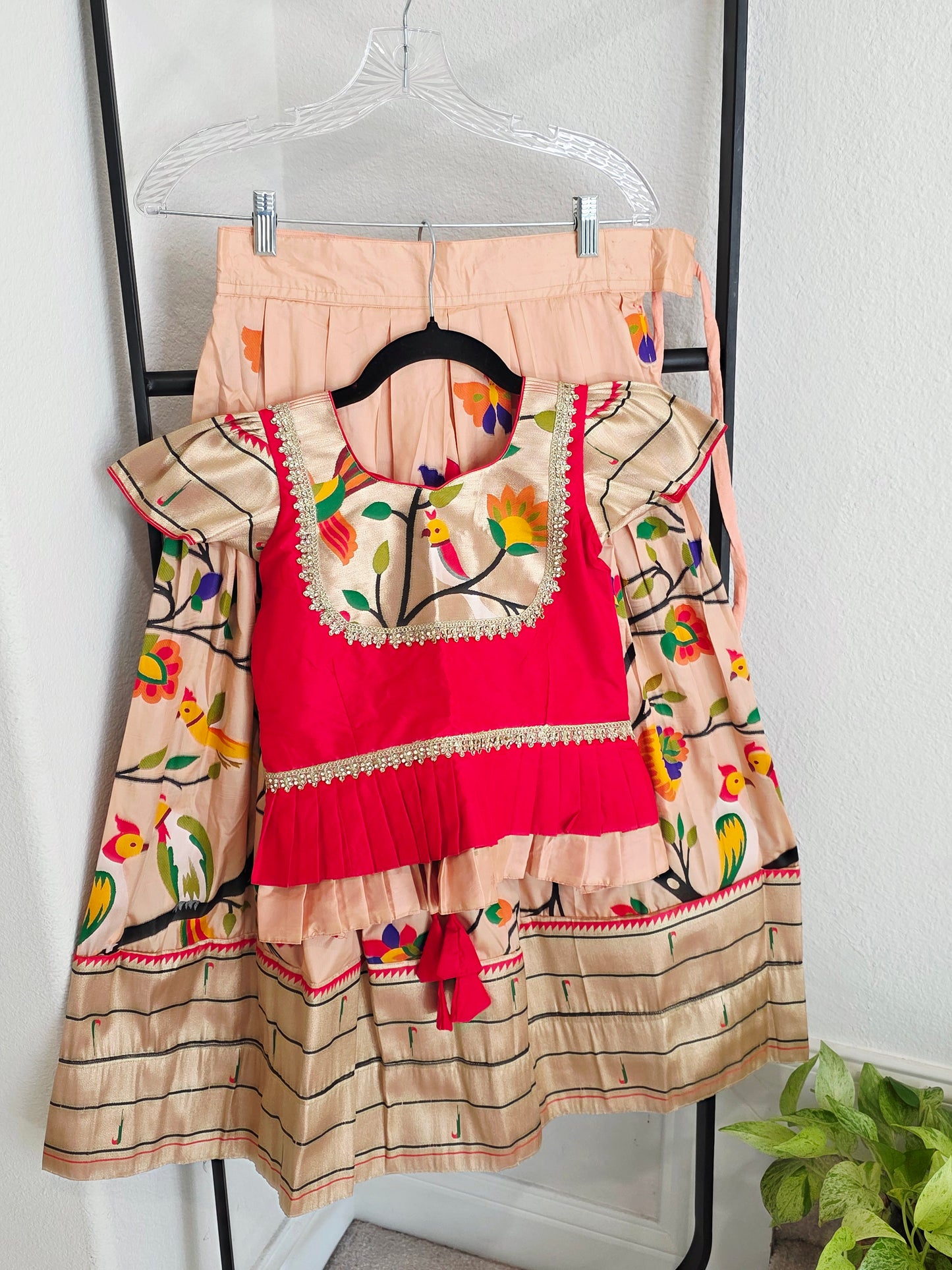 Paithani Style Soft Benarasi Lehenga Set for Girls (7 - 8Years)