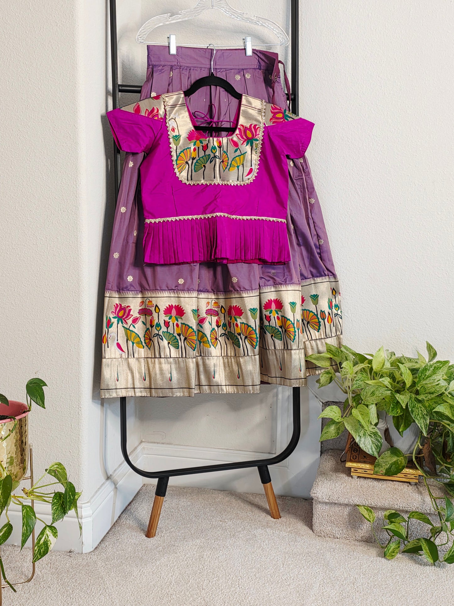 Paithani Style Soft Benarasi Lehenga Set for Girls (9 - 10Years)