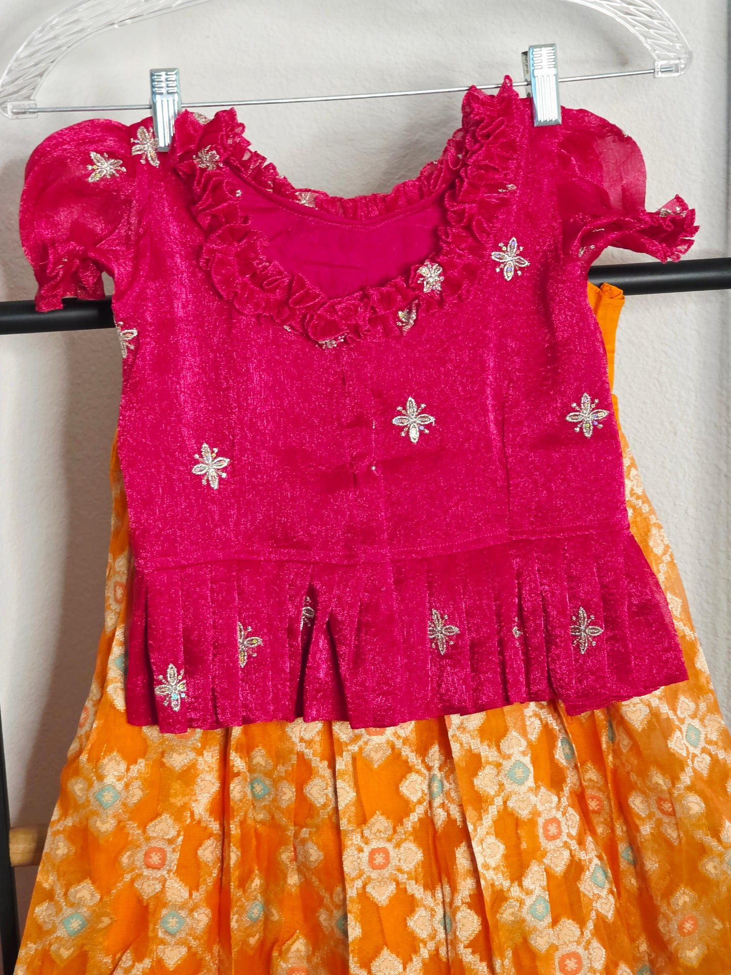 Soft Organza Patola Inspired Lehenga Set for Girls (3–4 Years)