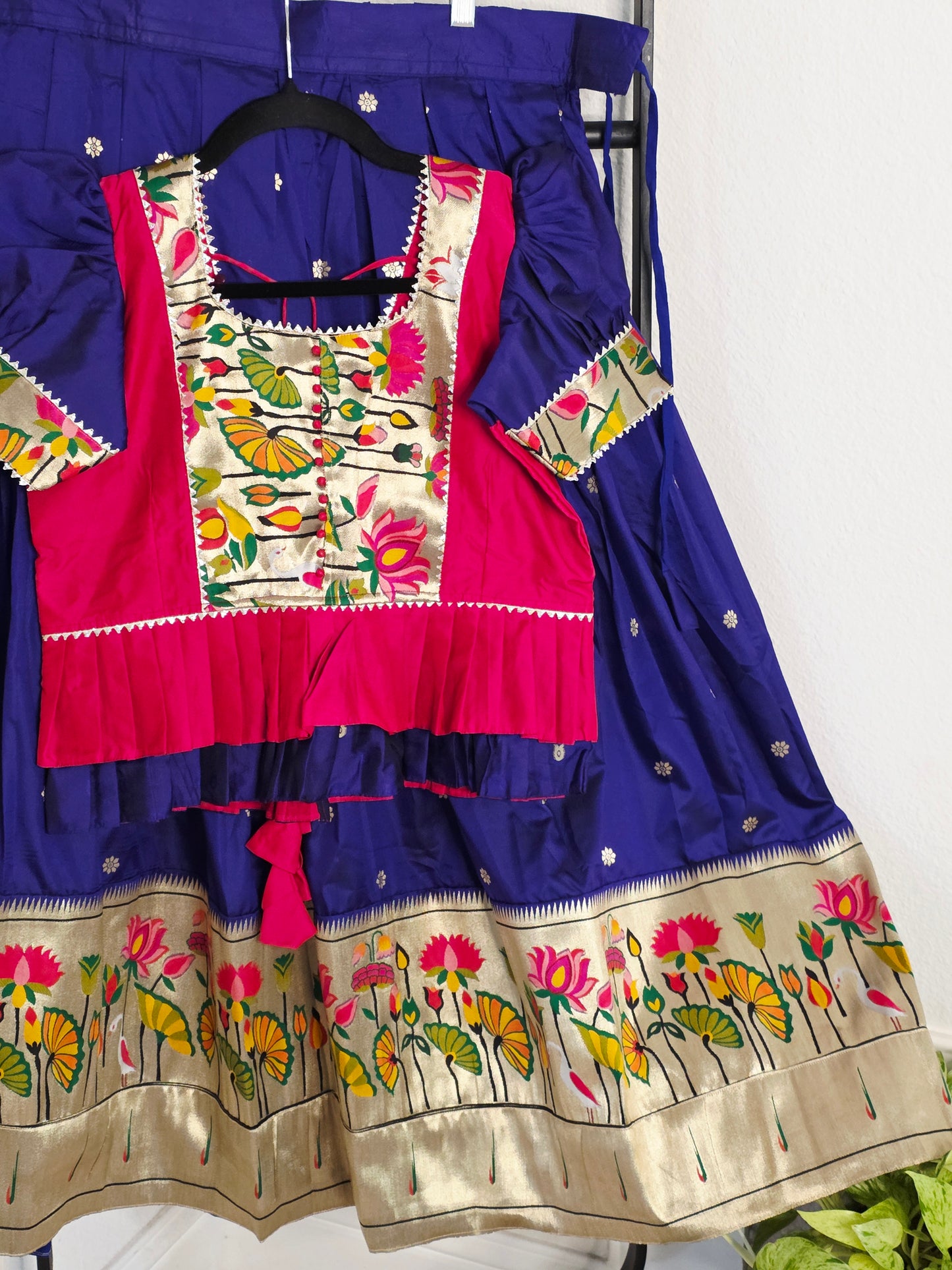 Paithani Style Soft Benarasi Lehenga Set for Girls (12–13 Years)