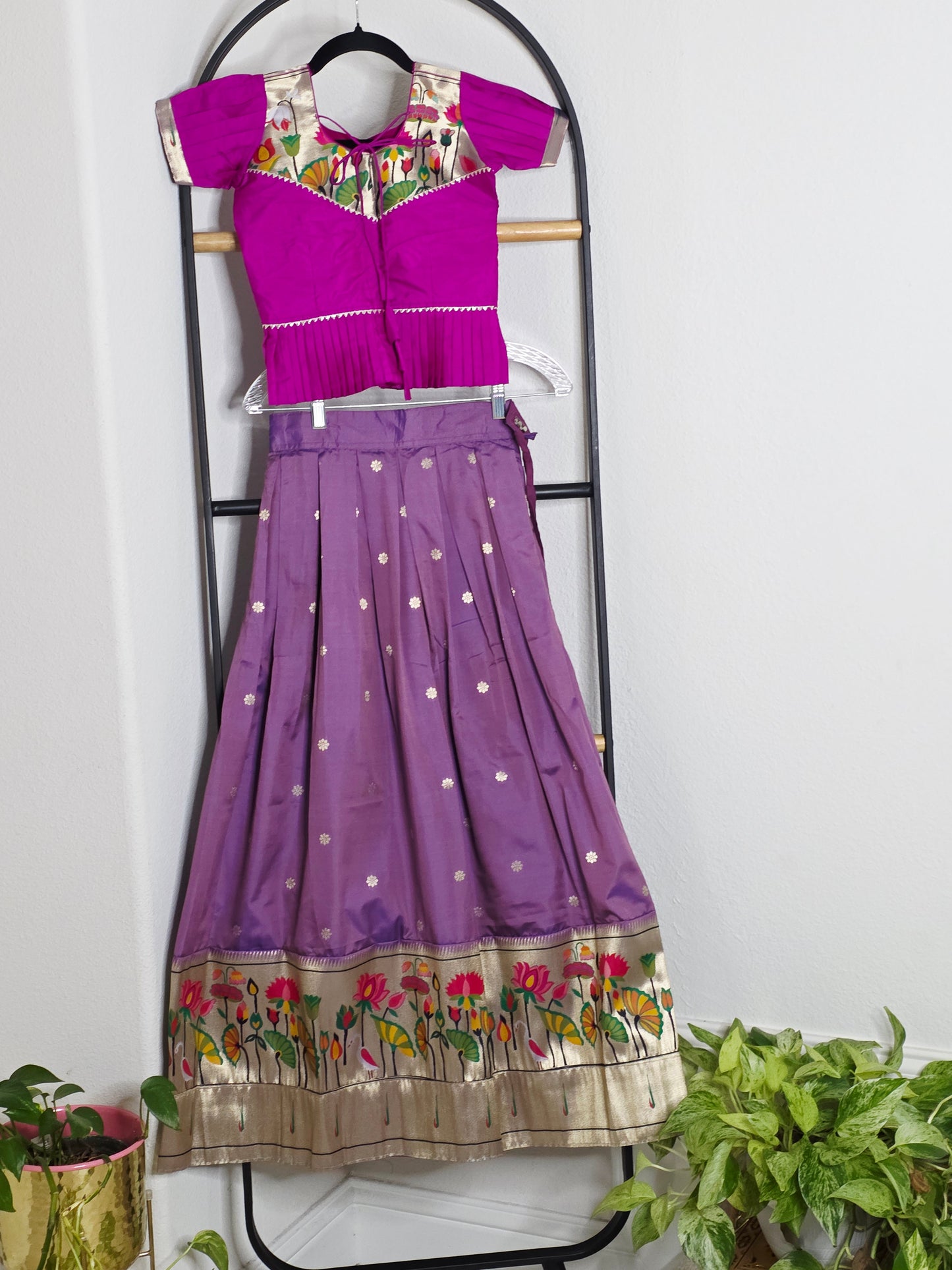 Paithani Style Soft Benarasi Lehenga Set for Girls (8 - 9Years)