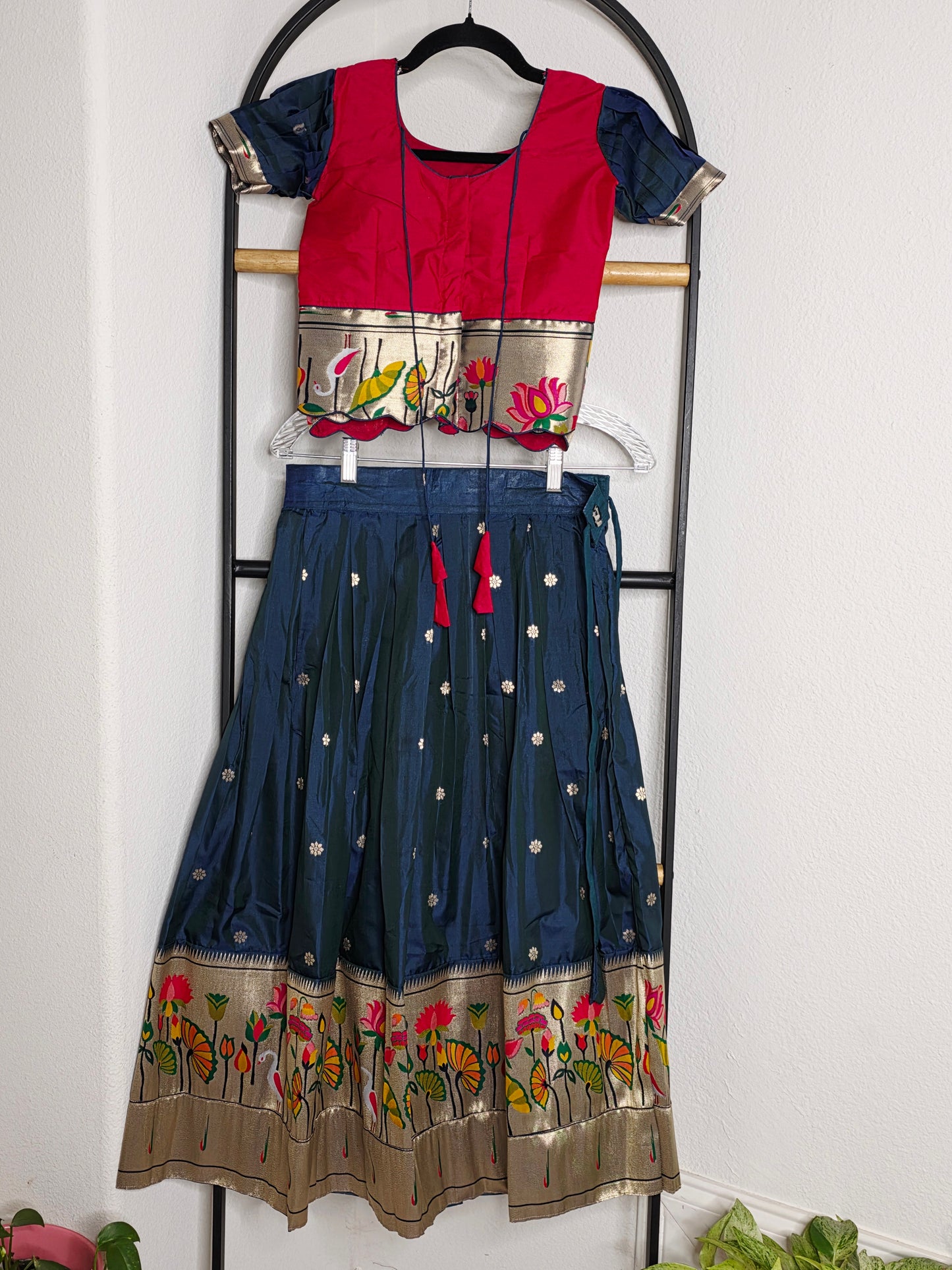 Paithani Style Soft Benarasi Lehenga Set for Girls (6 - 7Years)