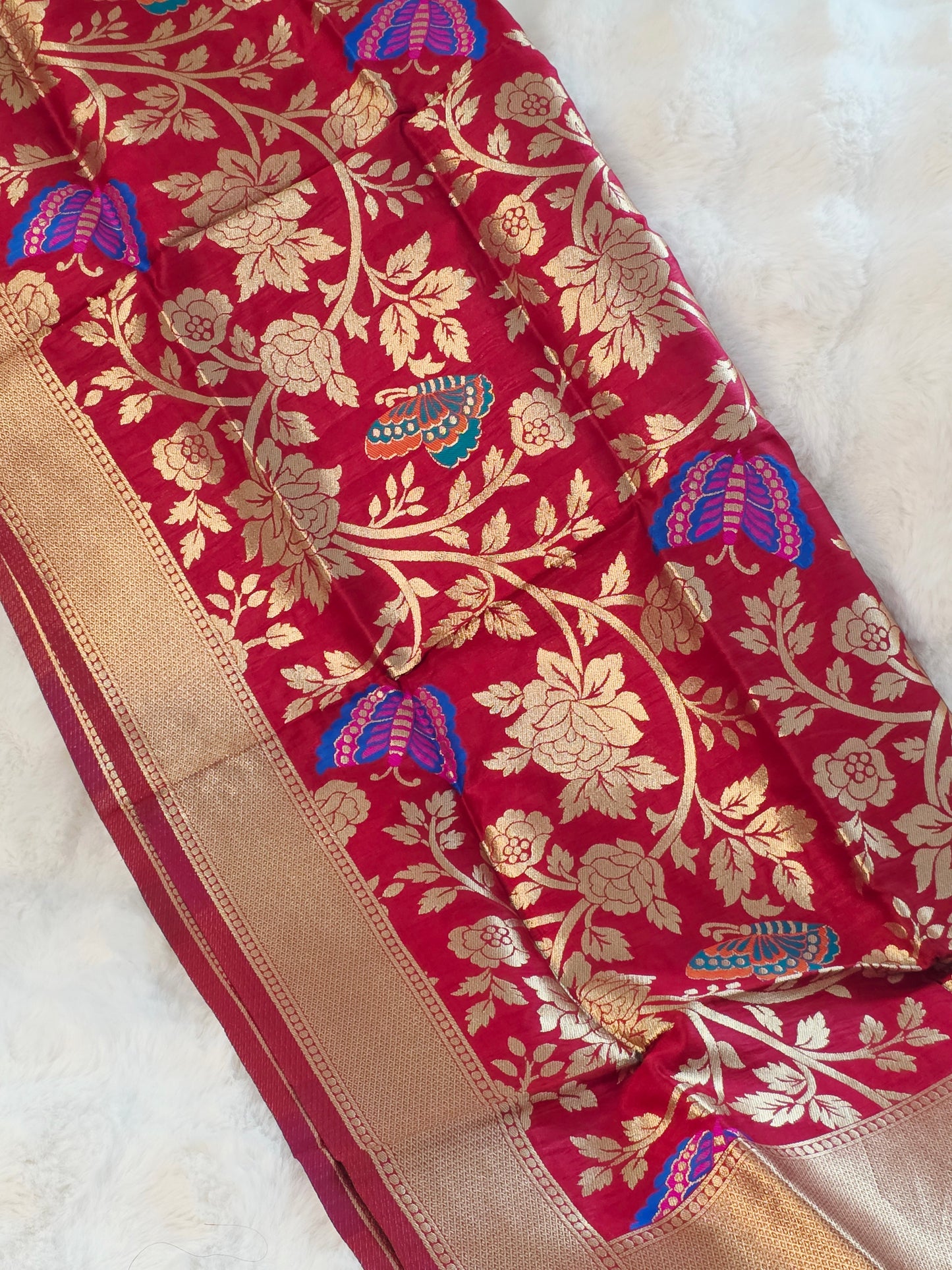 Royal Maroon Red Benarasi Dupatta for Dress Wear