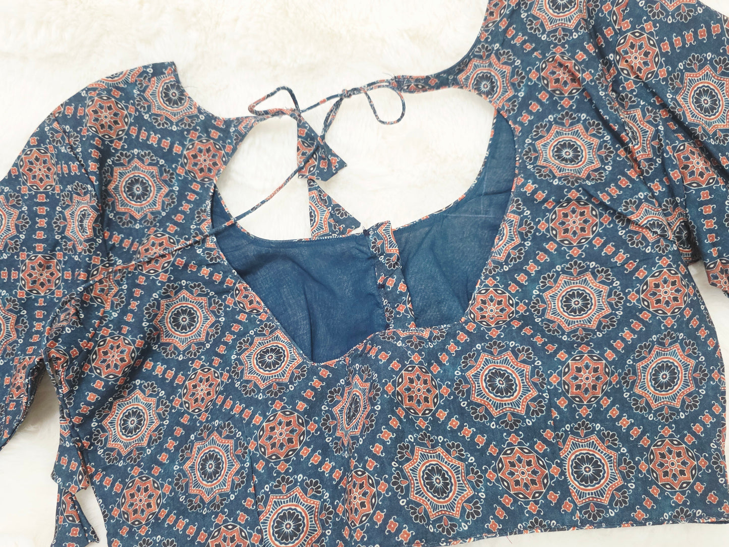 Mul Cotton Ajrakh Print Blouse