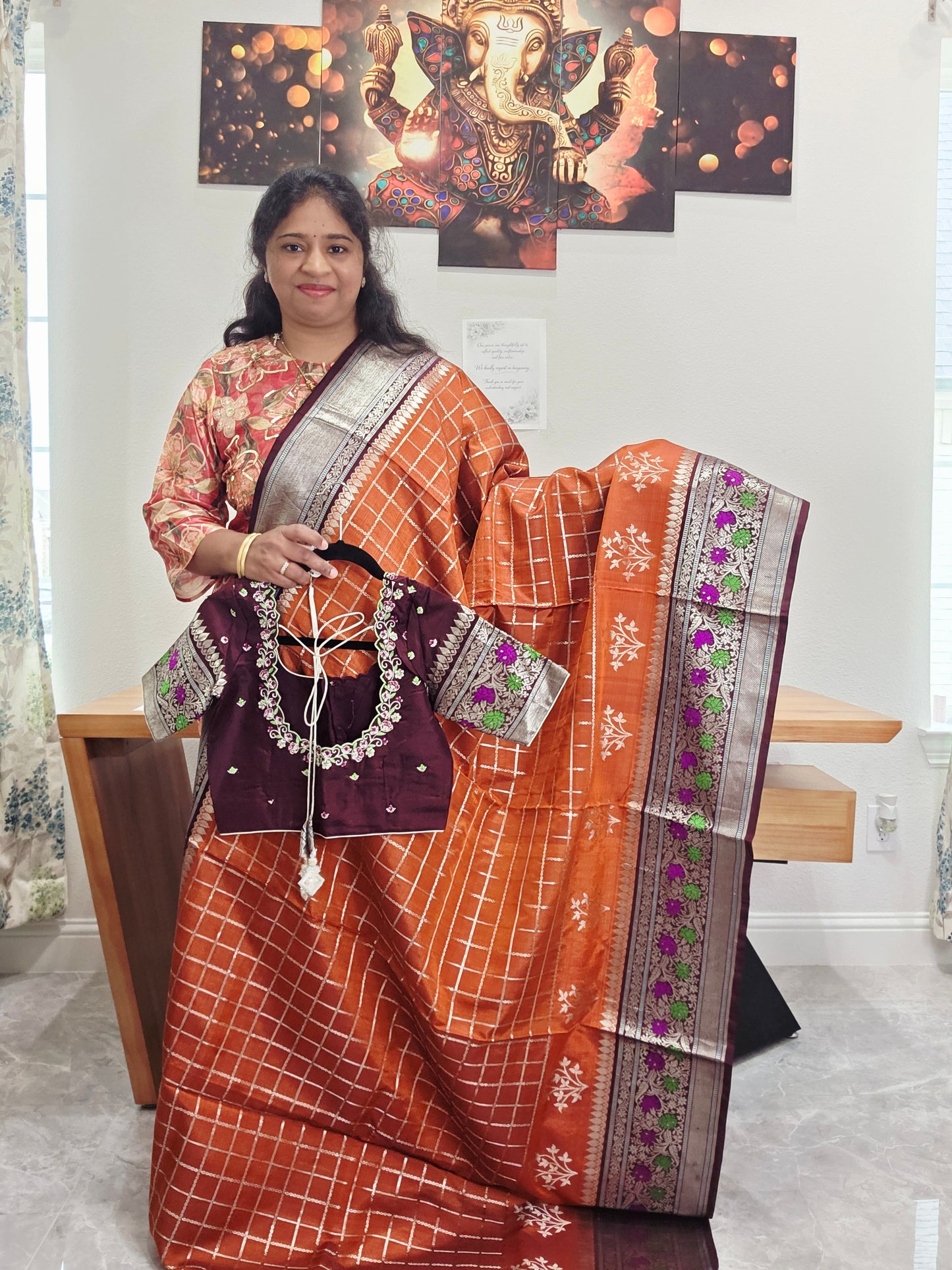 Trending Rust Shade Pure Venkatagiri Pattu Saree - Blouse