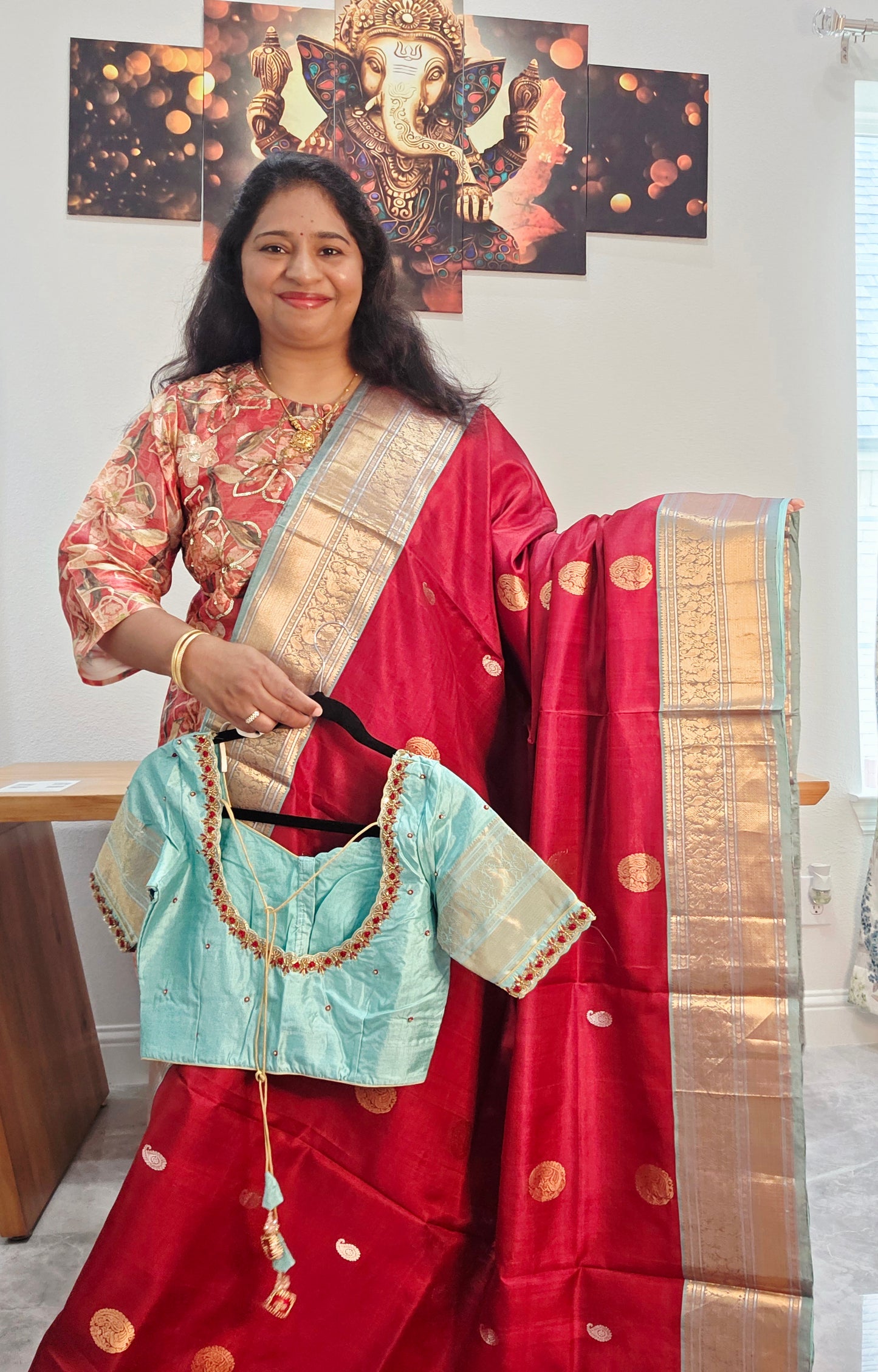 Authentic Pure Silk by Silk Handloom Saree – Maggam Blouse, Wedding & Festive Wear – Ready to Ship