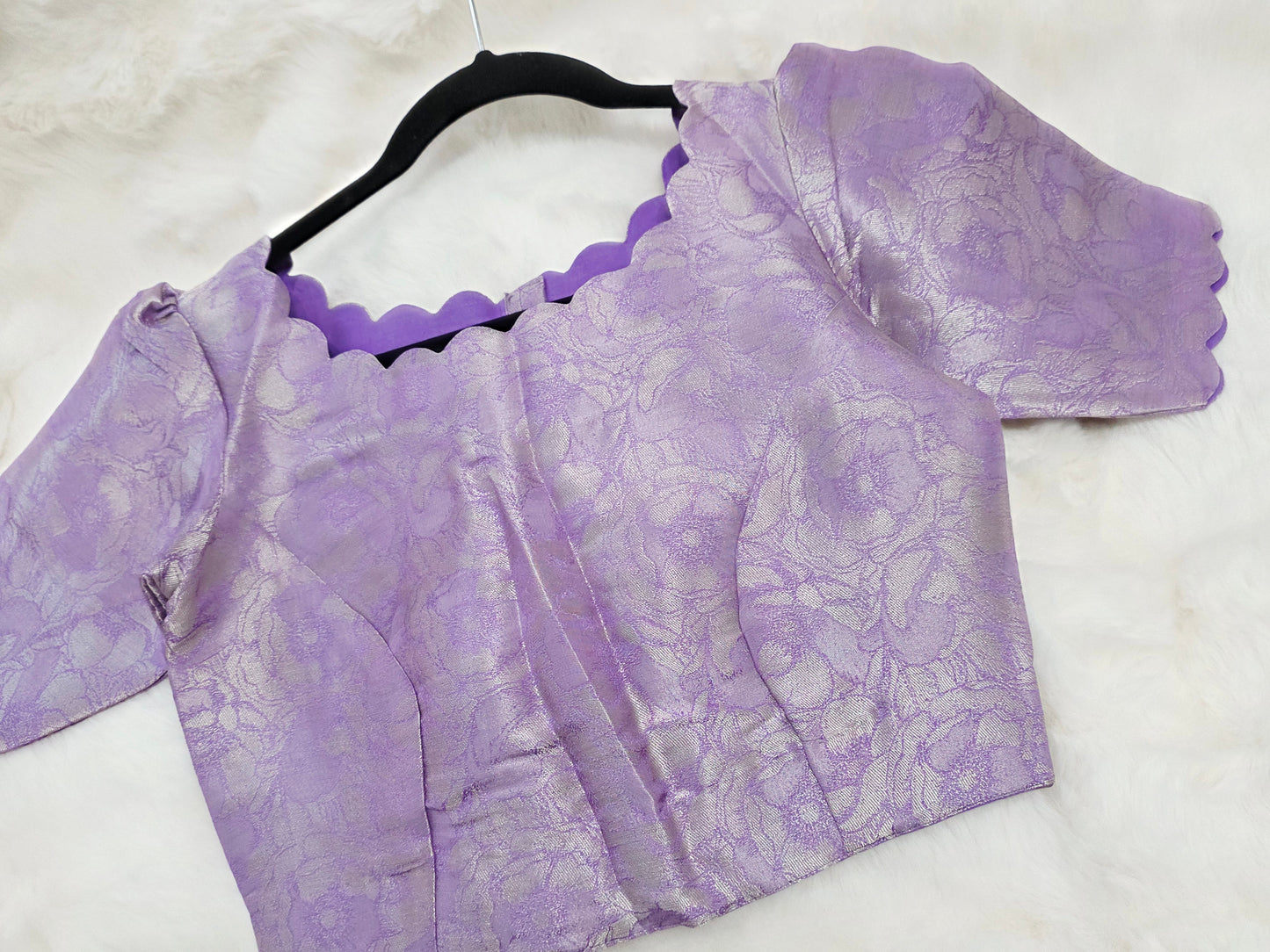 Royal Lavender Benarasi Brocade Designer Stitched Blouse