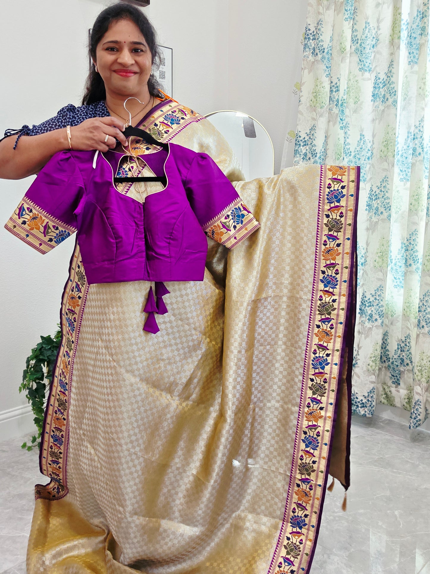 Benarasi Kanji Varam Tissue Paithani Saree - Blouse