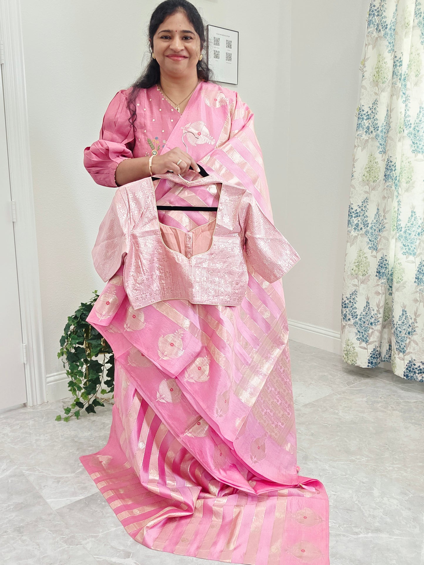Pink Shade Pure Mango Benarasi Silk Saree with Blouse – Elegant Wedding & Festive Wear – Ready to Ship