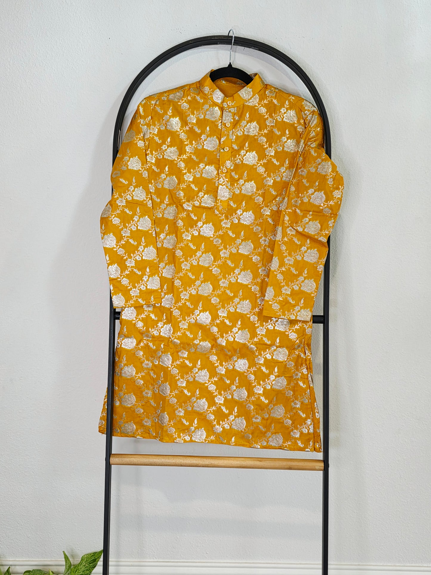 Royal Sunburst Yellow Banarasi Kurta for Boys | Luxury Floral Ethnic Wear | Festive Wedding Kurta for 10 Year Old