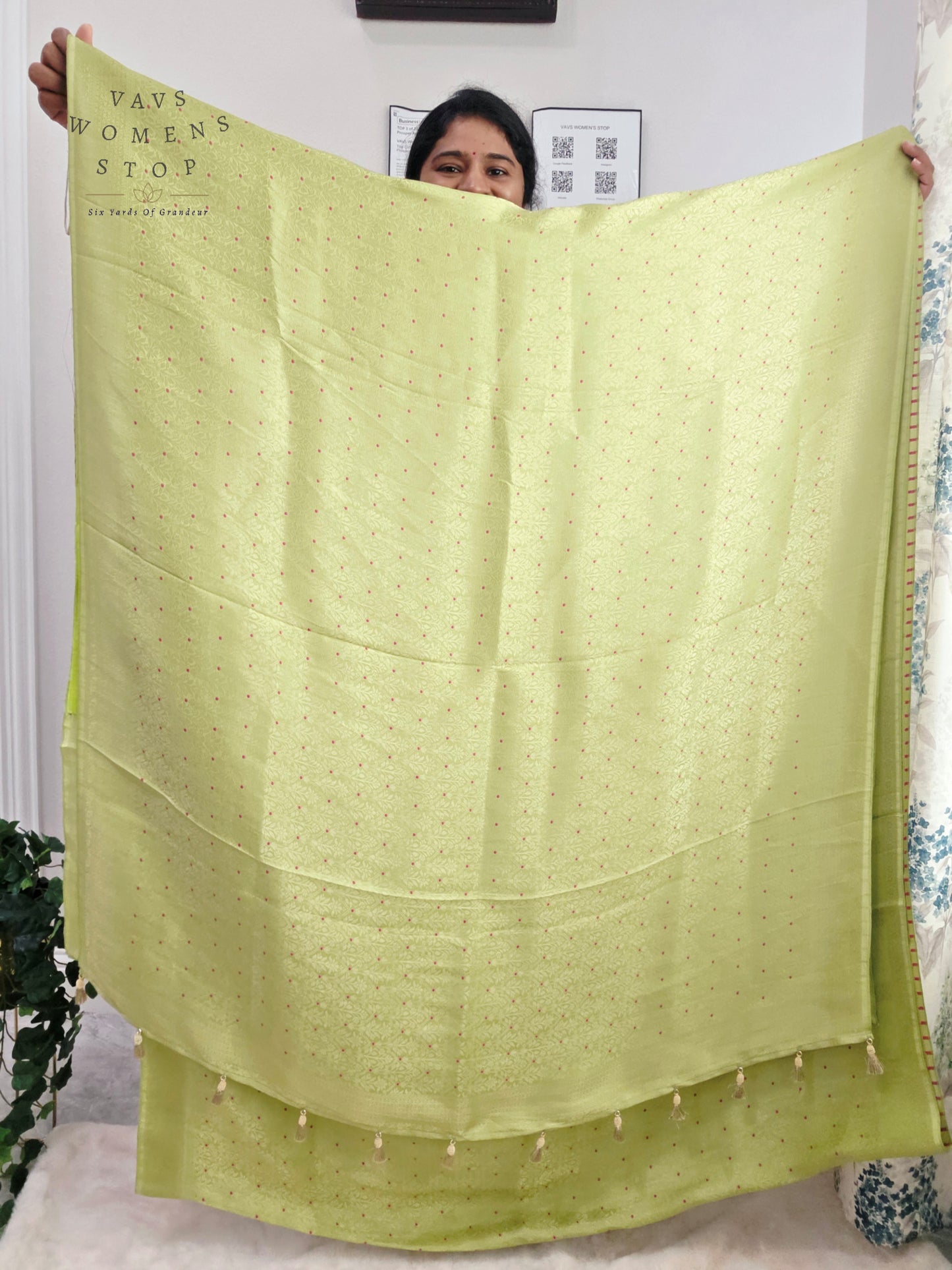 Pistachio Lime H.O Crepe Silk Saree with Designer Stitched Blouse