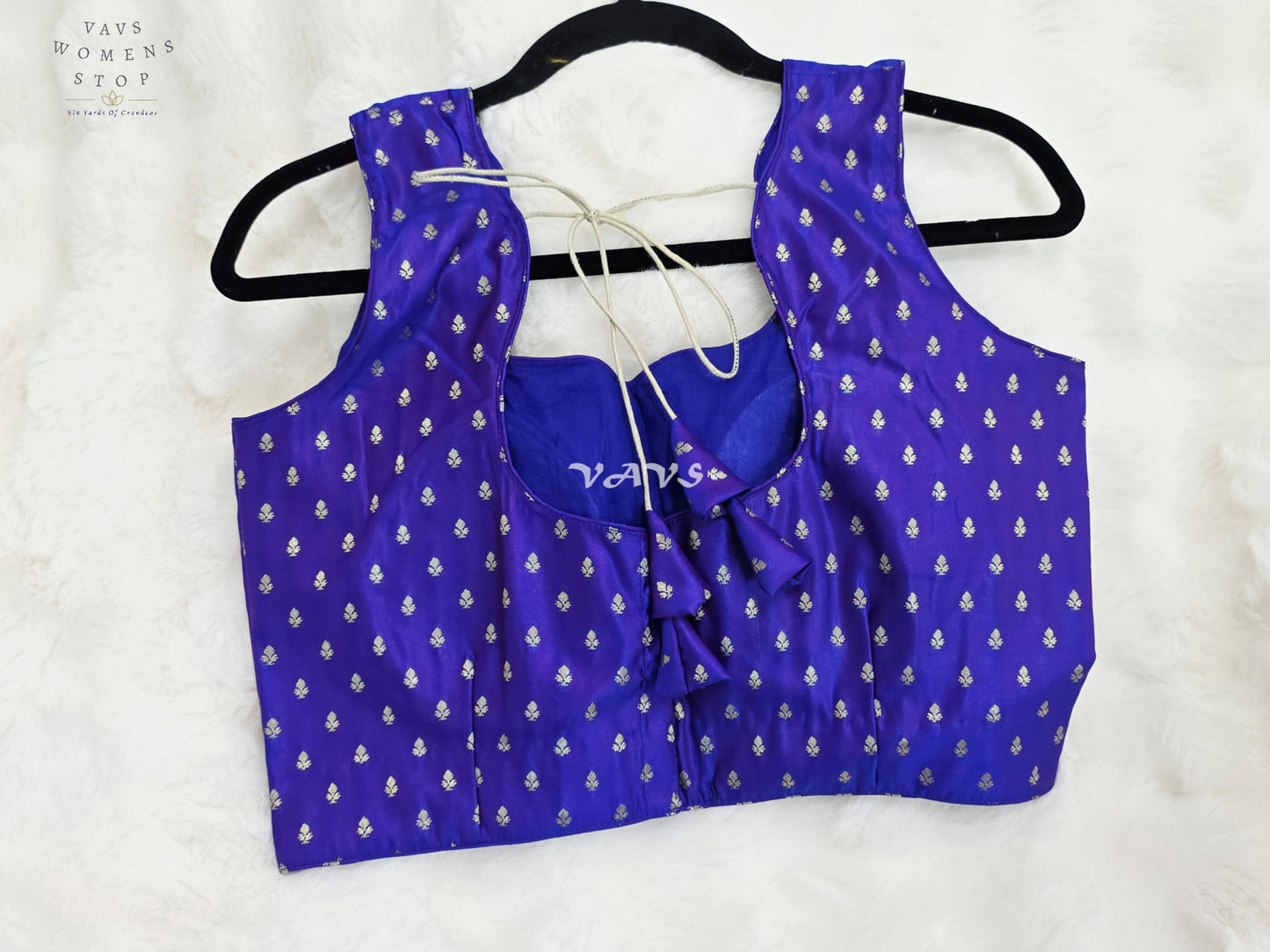 Royal Blue Violet Designer Benarasi Silver Butta Blouse