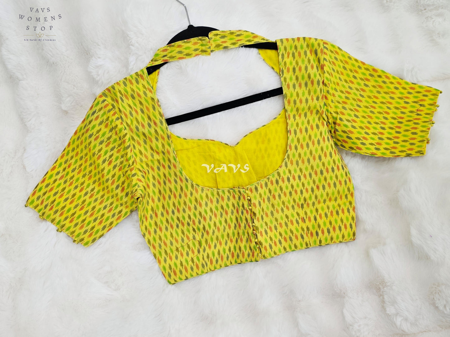 Royal Sunlit Marigold Yellow Pure Sico Pochampally Ikat Designer Blouse