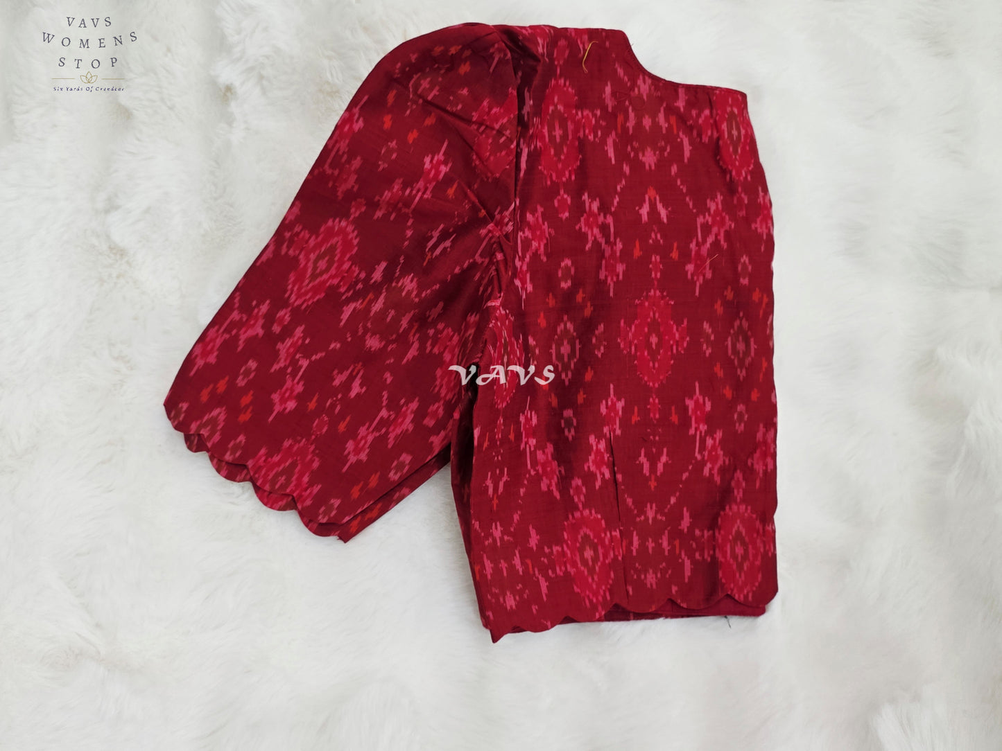 Royal Crimson Ruby & Deep Wine Pure Sico Pochampally Ikat Designer Blouse