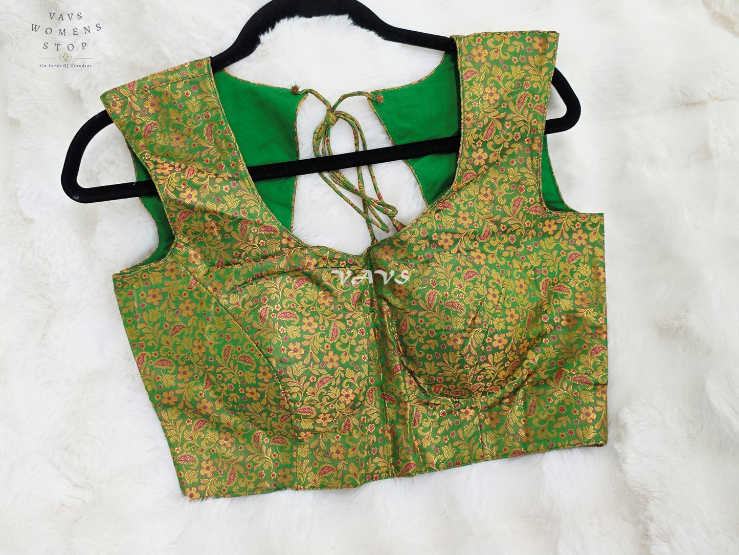 Royal Emerald Green Benarasi Brocade Designer Blouse with Antique Gold Floral Paisley Weave