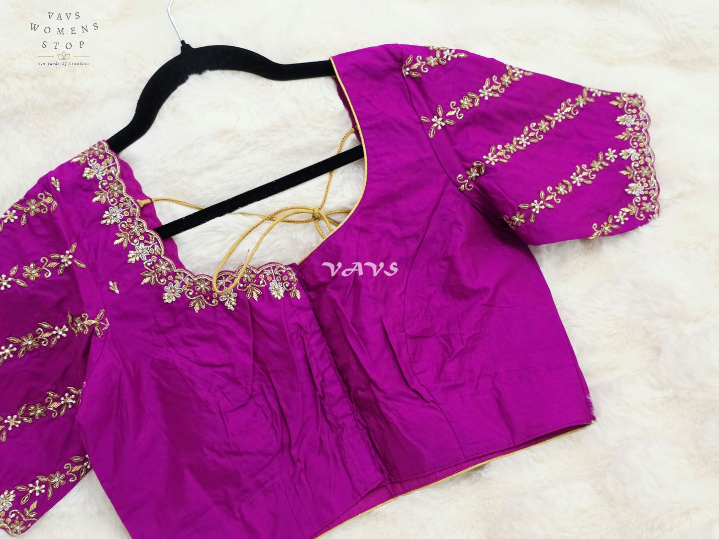 Regal Rani Magenta Hand Embroidered Maggam Work Blouse | Size 36-42