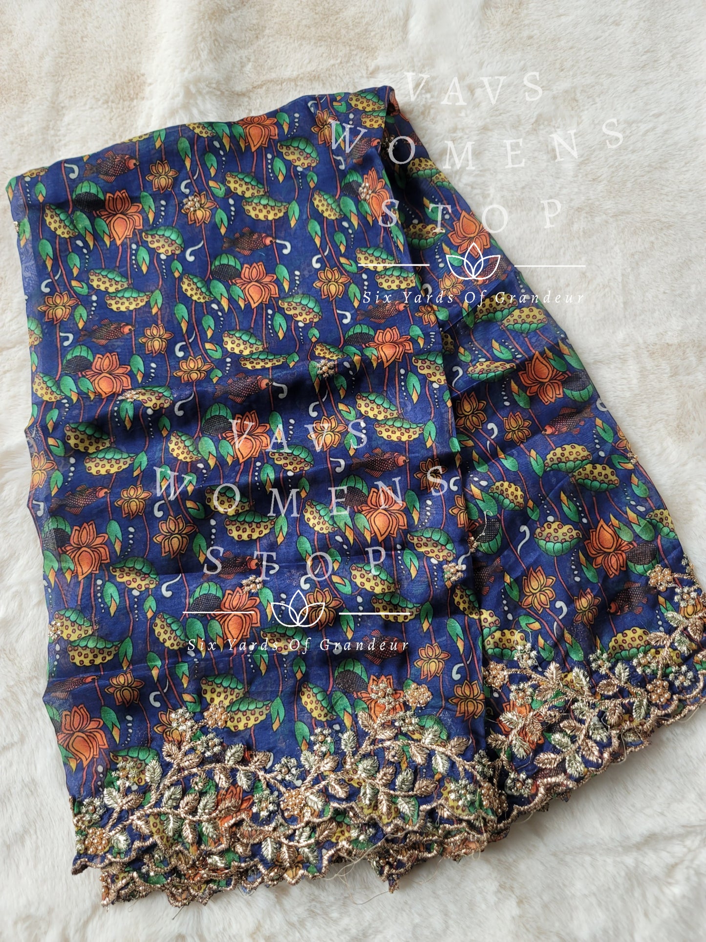 Soft Organza Kalamkari Cutwork Duppata