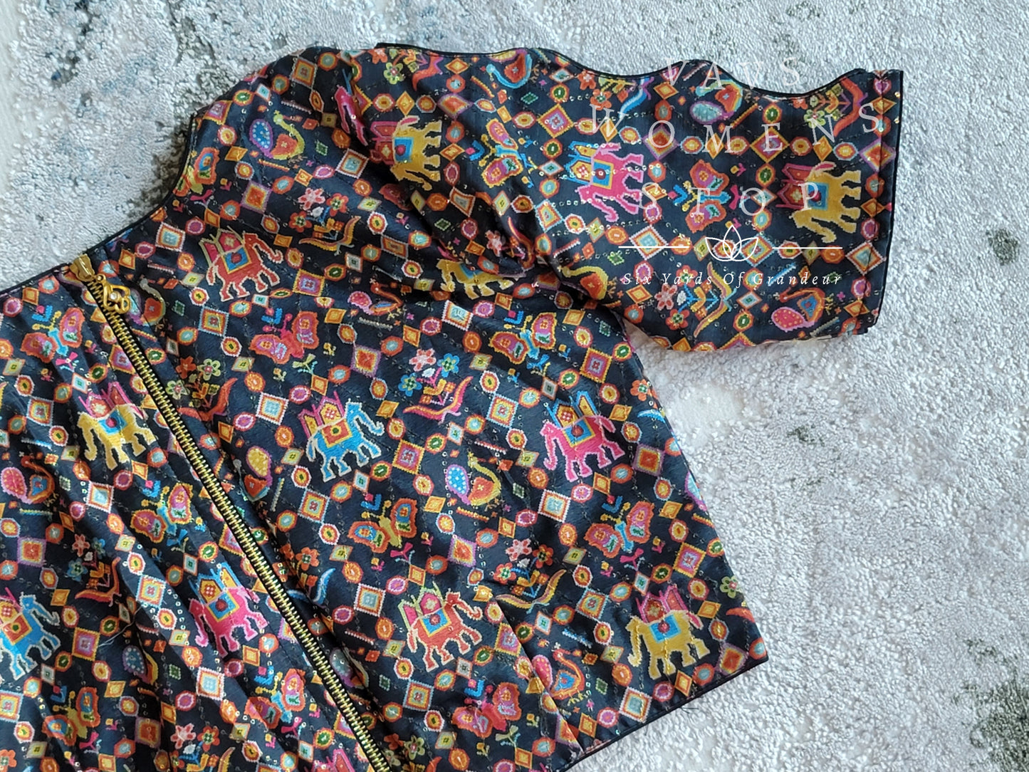 Patola Print Sequins Silk Blouse