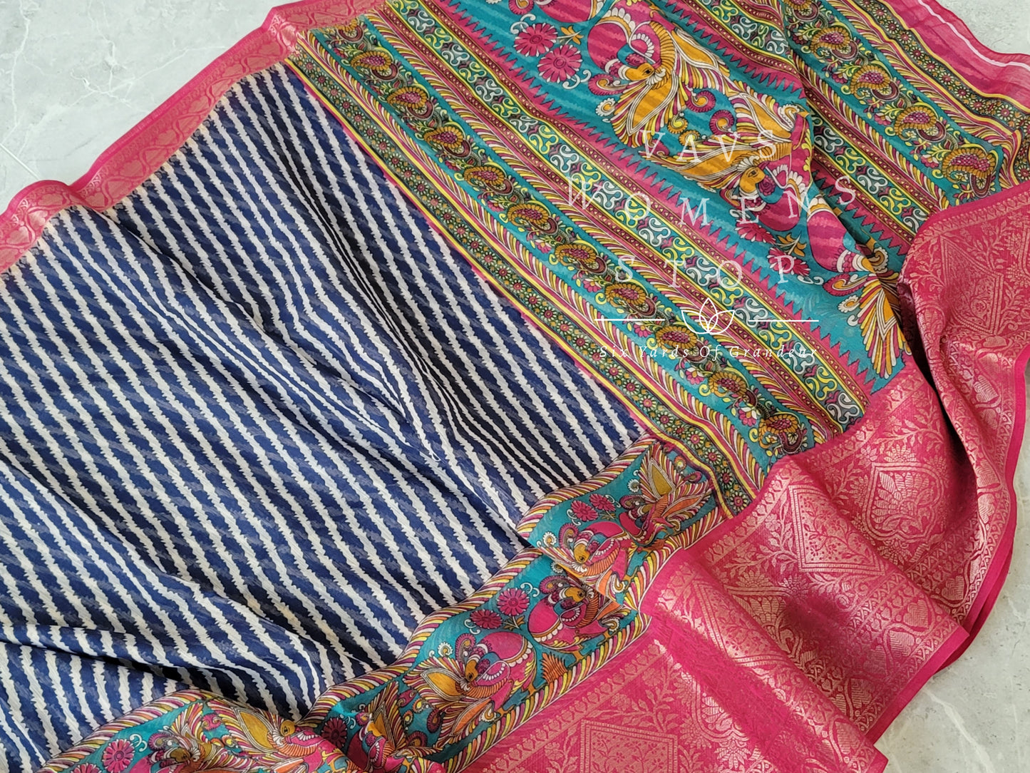 Leheriya Prints Linen Cotton Saree
