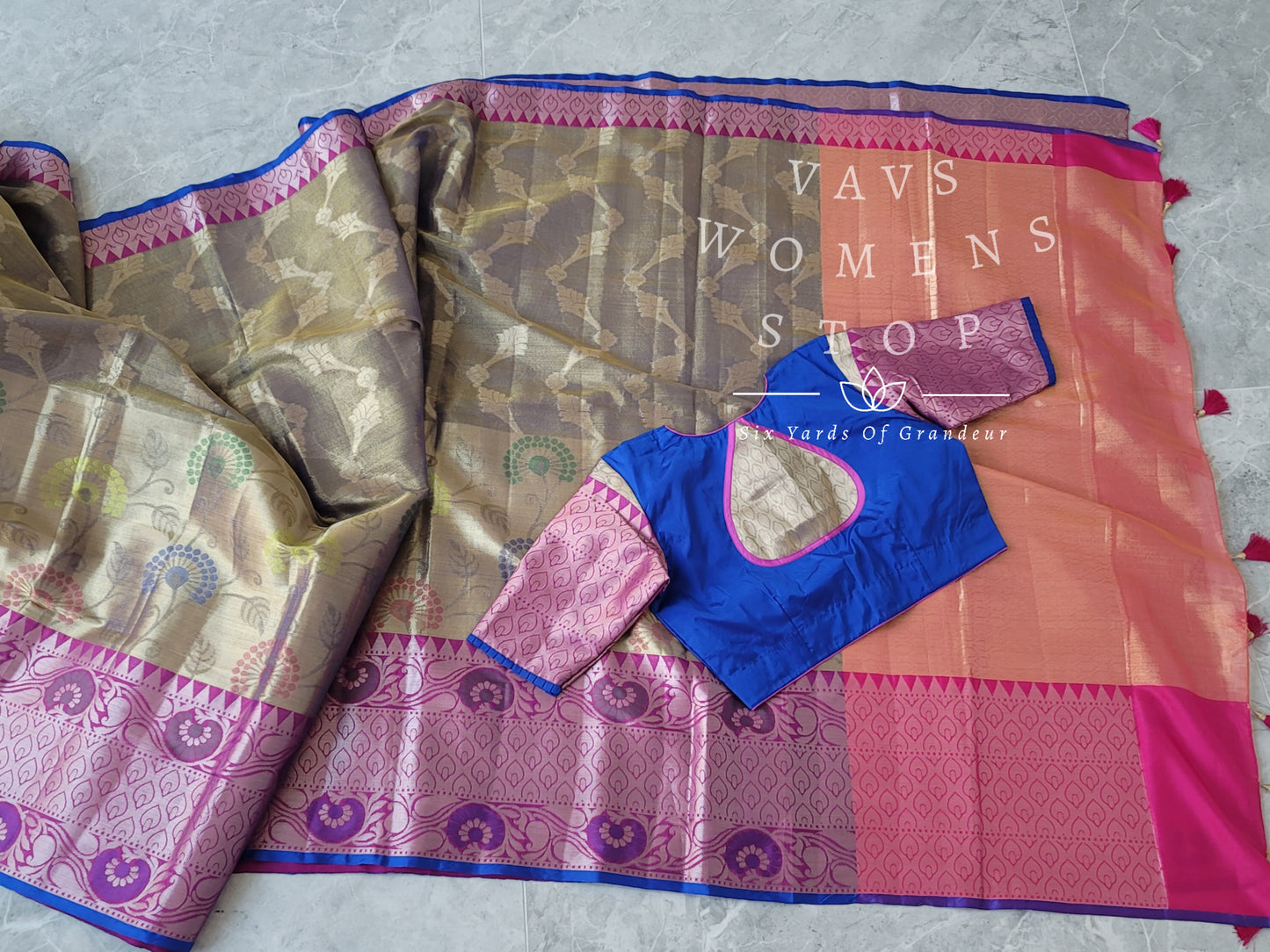 Soft Warm Tissue Silk Saree - Blouse