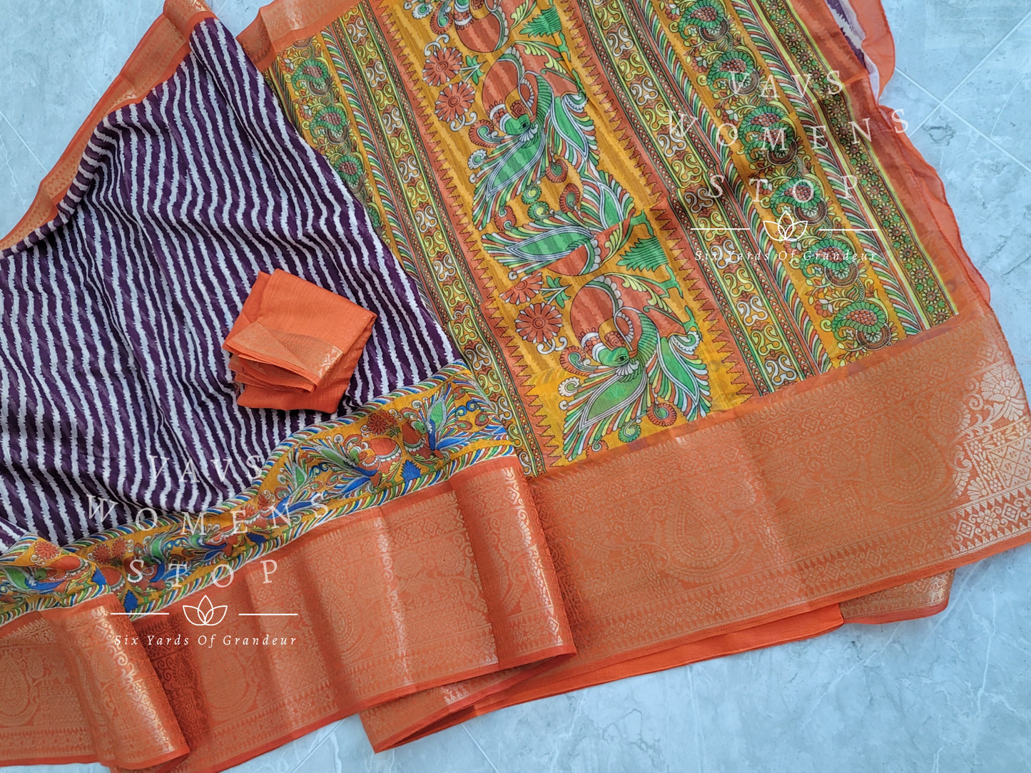 Leheriya Prints Linen Cotton Saree