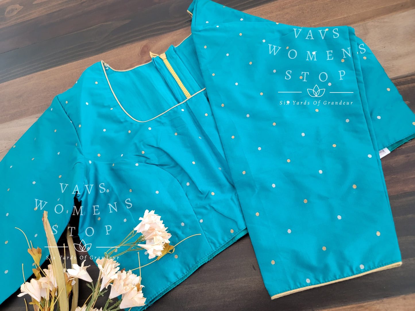 Teal Greenish Blue Color Benarasi Blouse