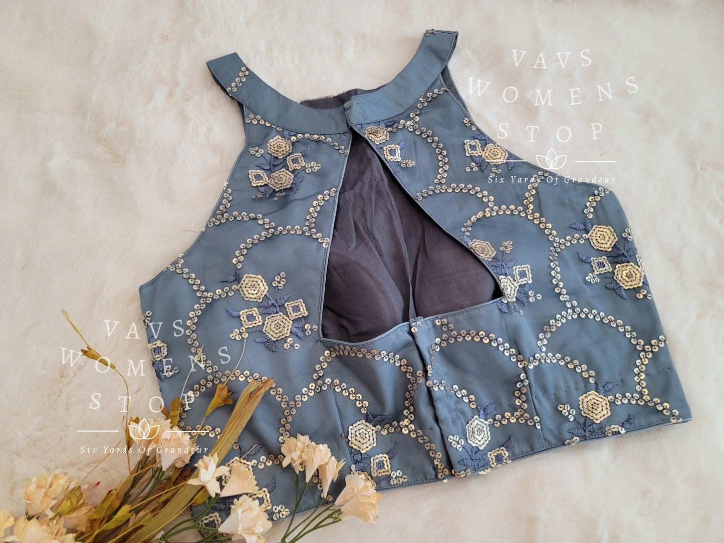 Designer Net Sleeveless Blouse