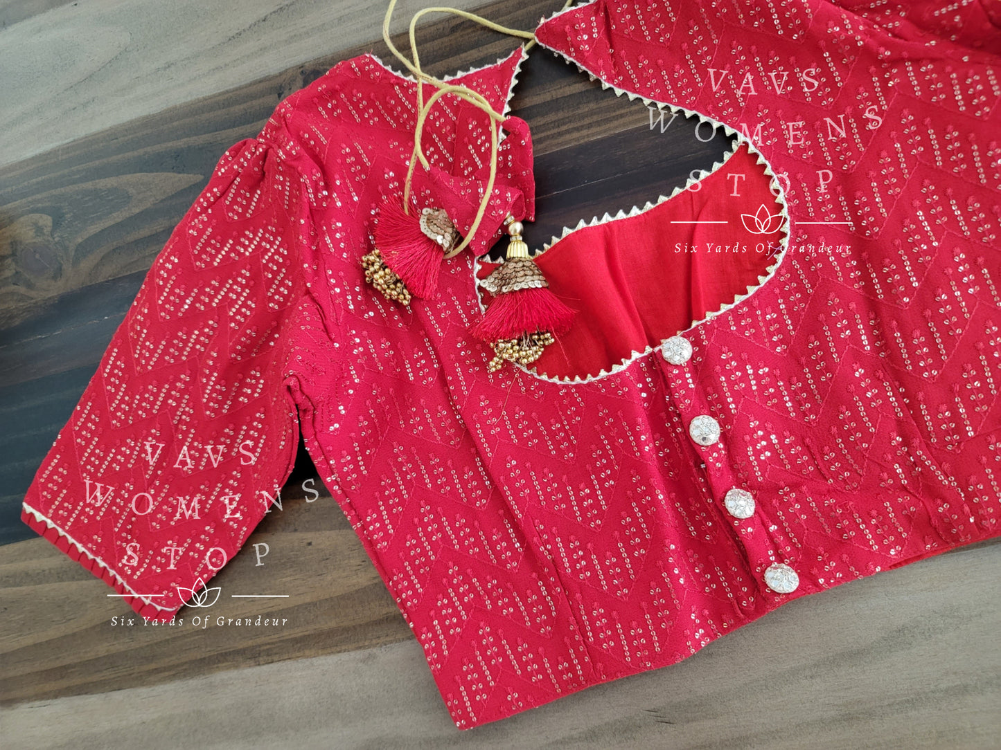 Pure Chinon Chiffon Sequins Blouse