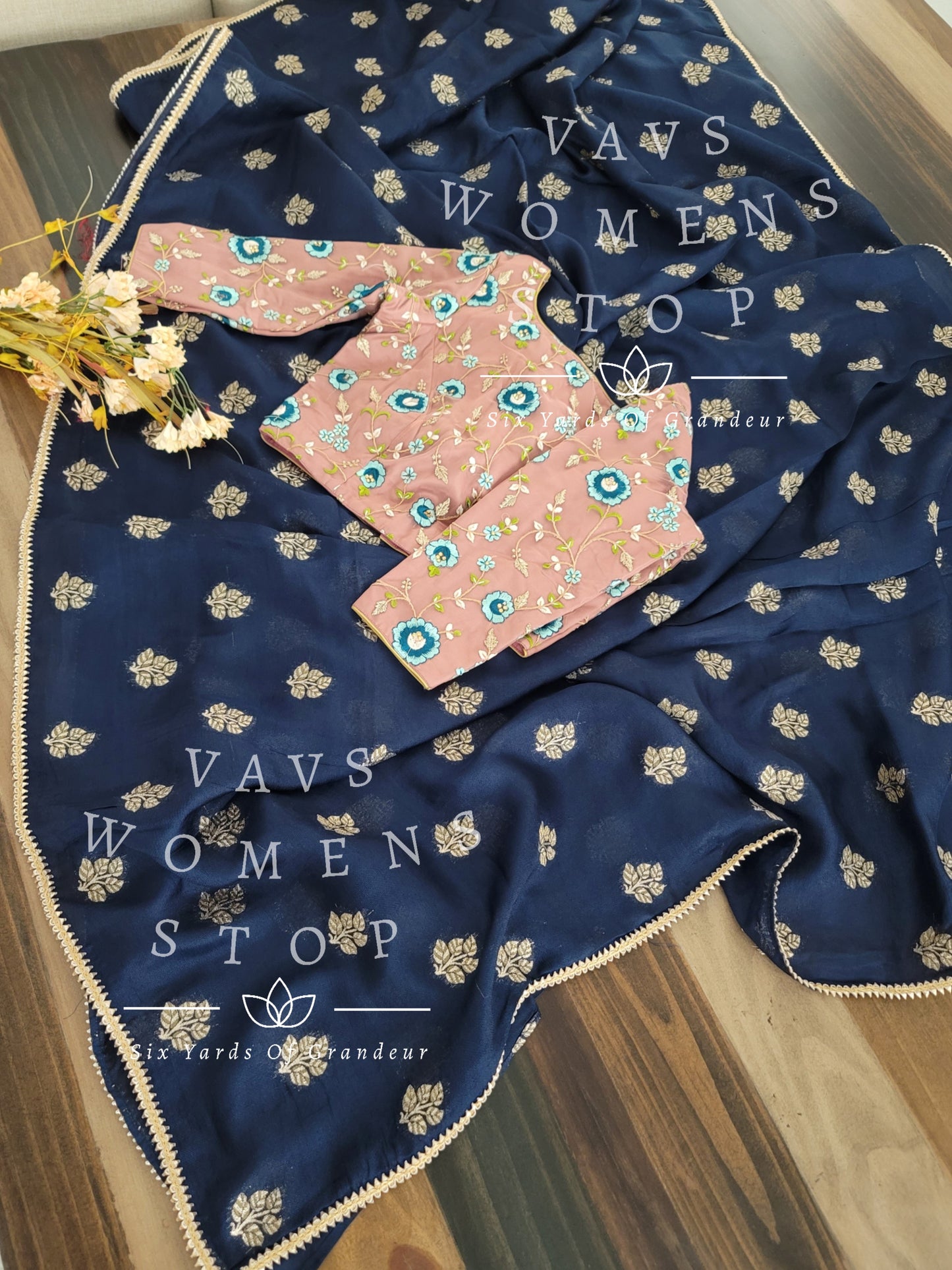 Customized Unique Collection Jute Silk Saree - Net Embroidered Designer Blouse