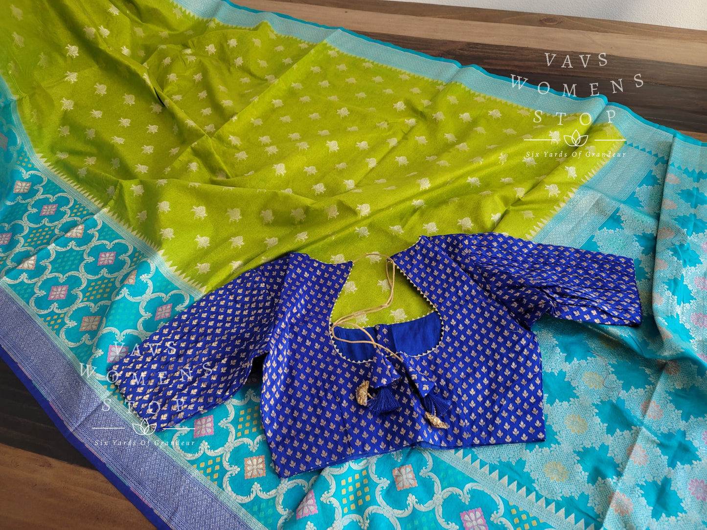 Jute Dupion Silk Bhandini Saree - Benarasi Blouse