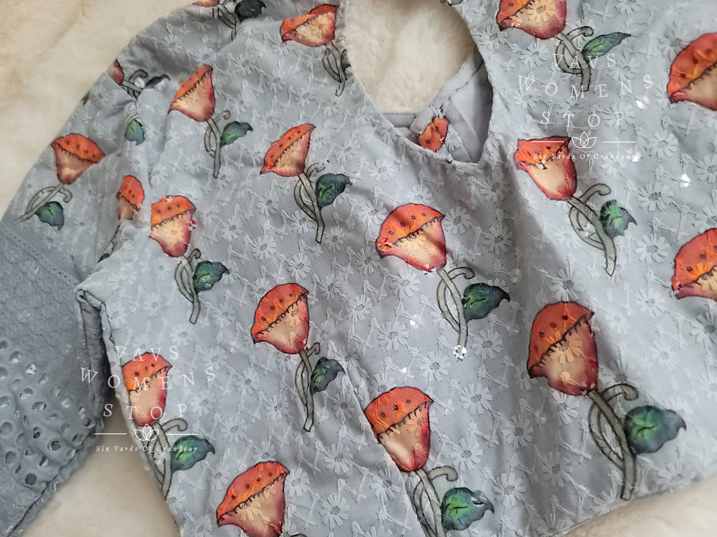 Floral Cotton Chikankari Blouse