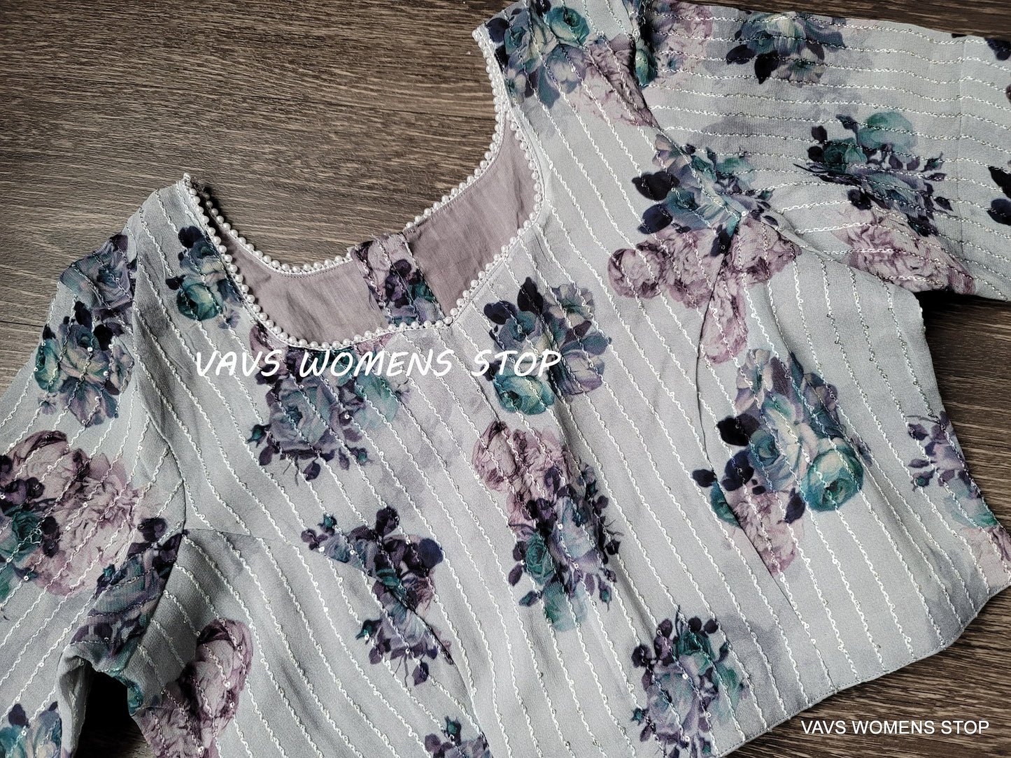 Grey Shade Pure Chinon Georgette Blouse