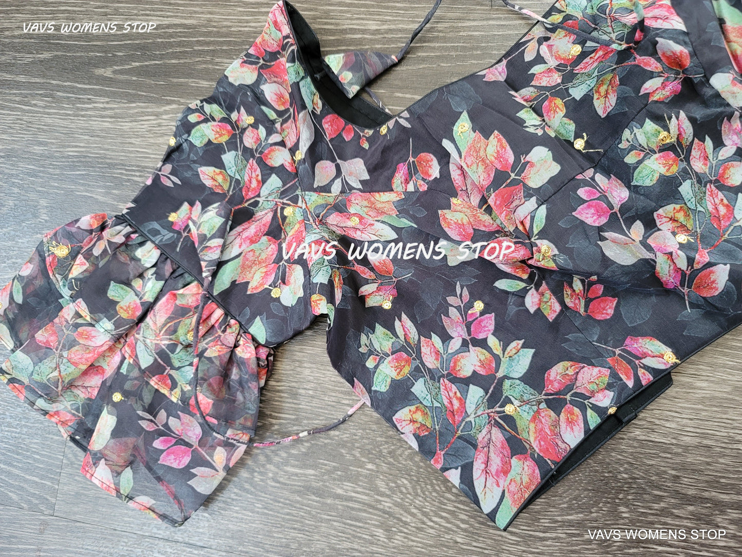 Black Floral Prints Blouse