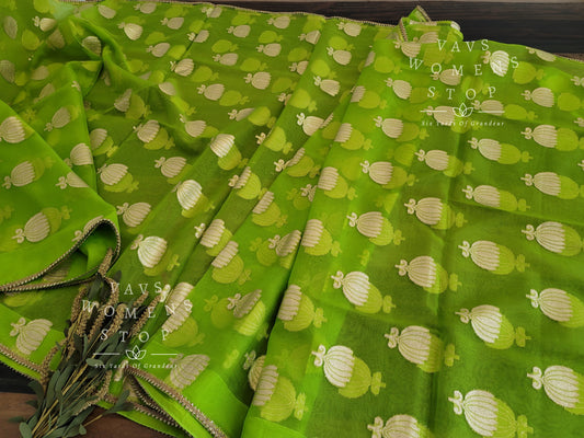 Fancy Semi Organza Silk Saree