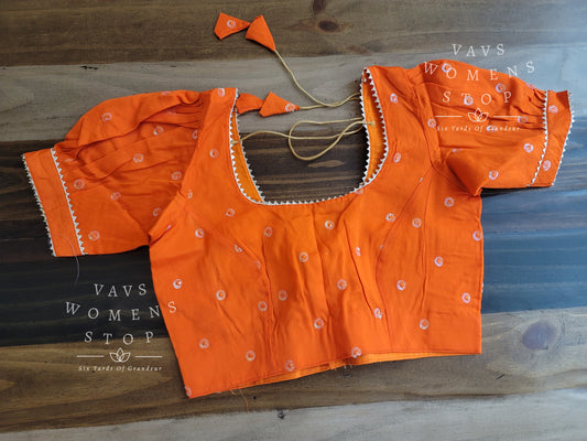 Chinon Chiffon Puff Sleeve Orange Blouse