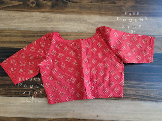 Red Chinon Silk Sequins Designer Blouse
