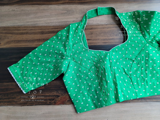 Green Shade Rawsilk Blouse