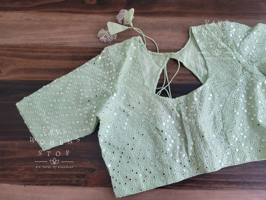 Soft Georgette foil mirror work blouse