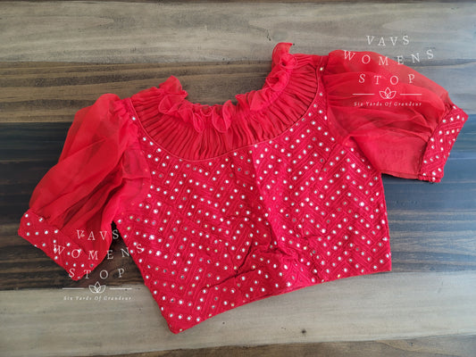 Soft Georgette foil mirror work blouse