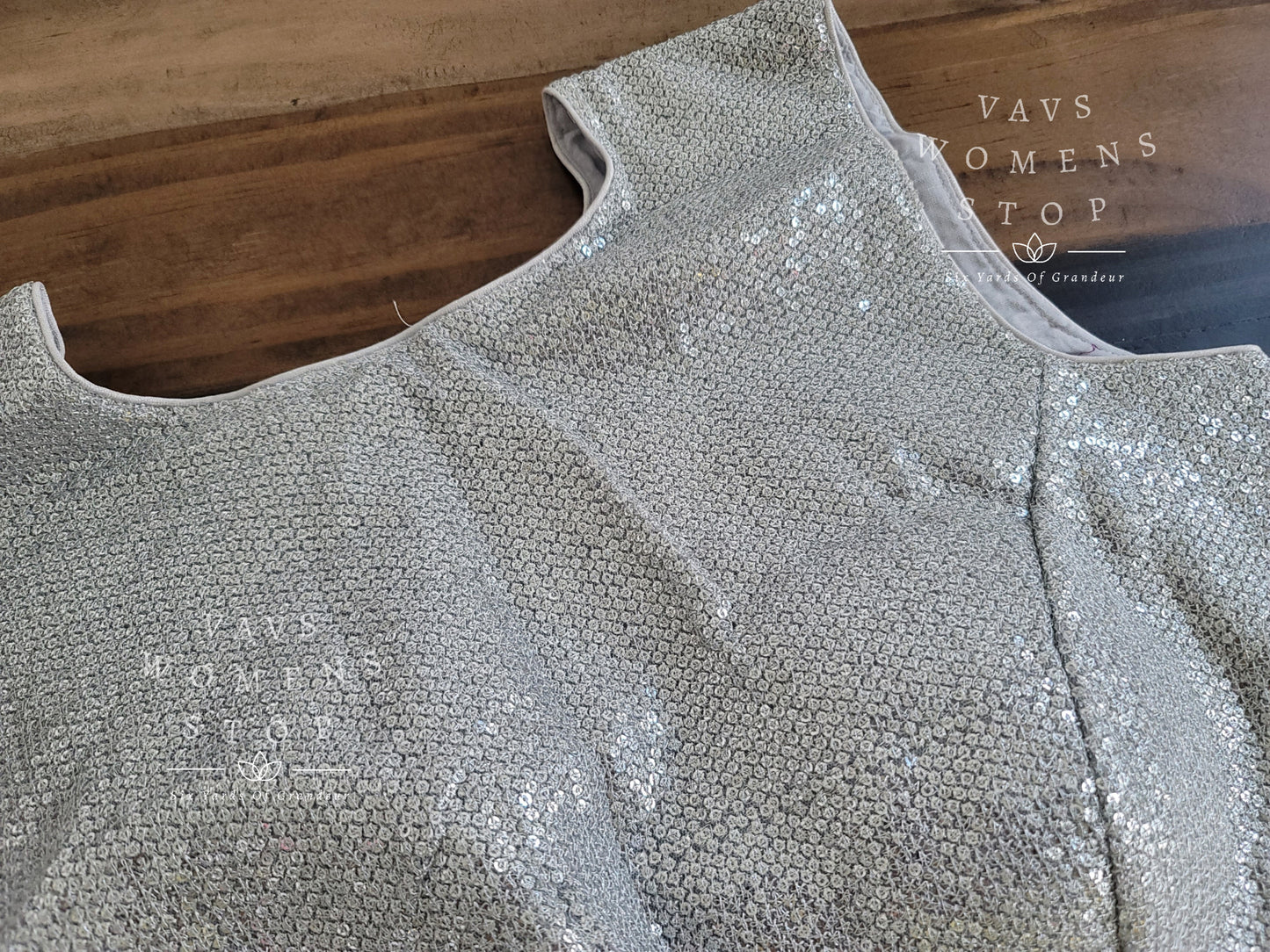 Silver Sequins Sleeveless Blouse