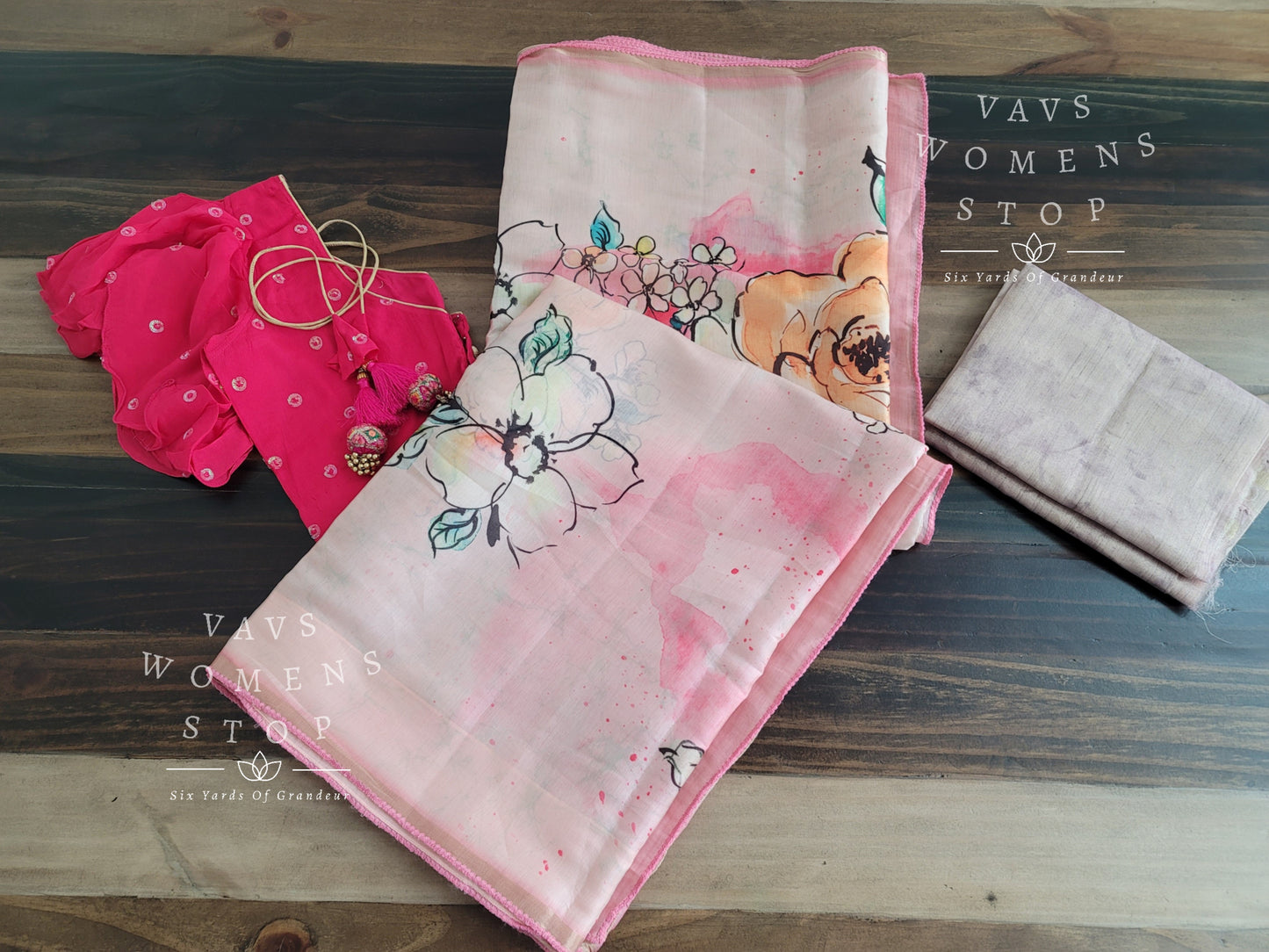 Designer Benarasi Russian Crepe Silk Cotton Saree - Ruffle SleevesBlouse